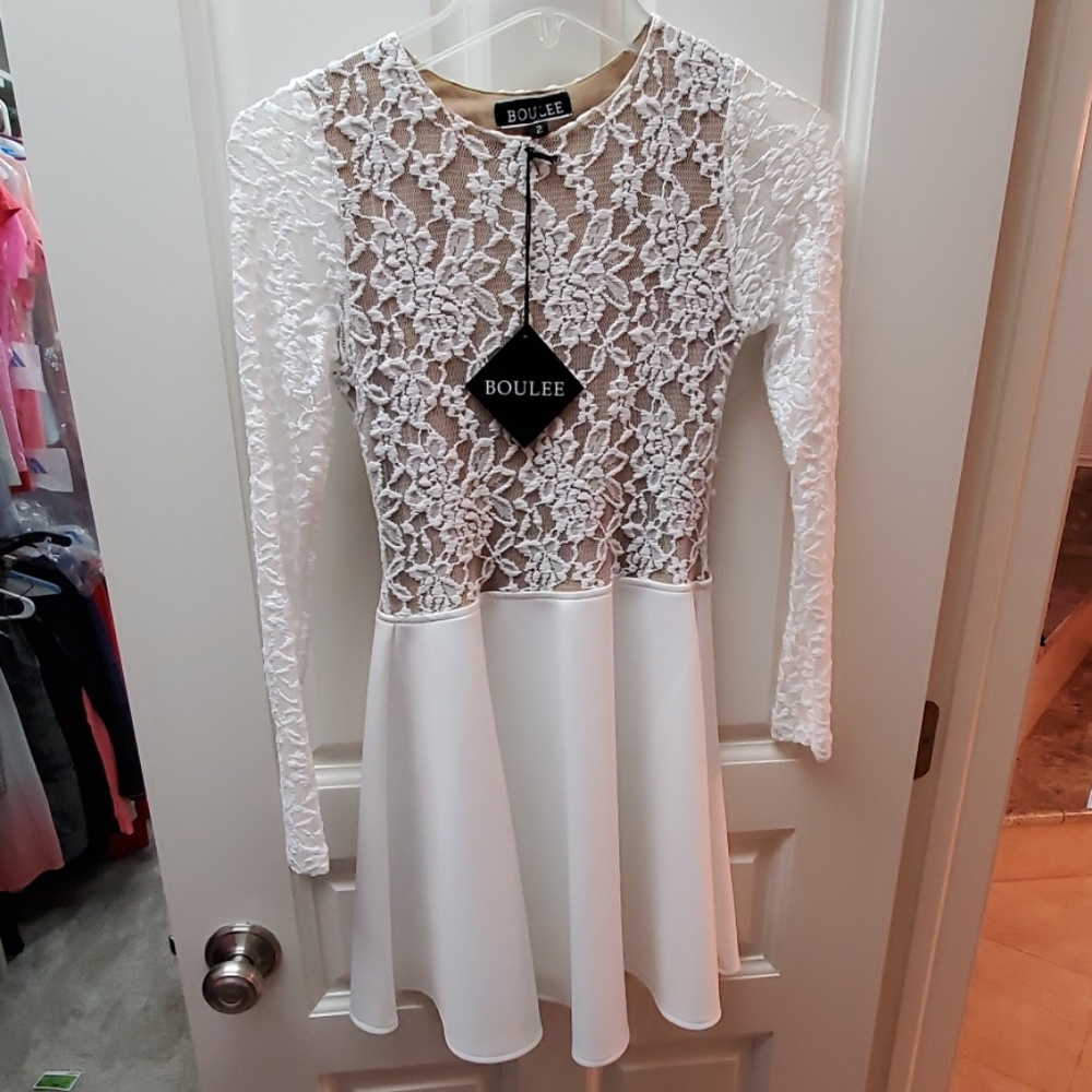 Boulee white lace dress